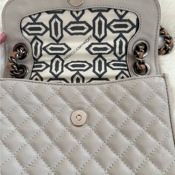 Rebecca Minkoff Grey Quilted Studded Crossbody Mini Chain Bag - Picture 5 of 14